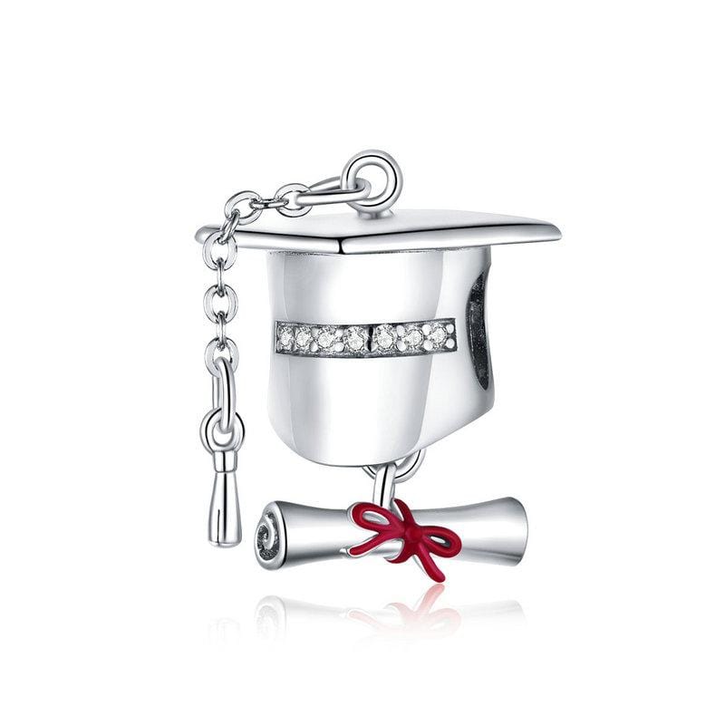 Graduation Hat Red Enamel Bead Charm