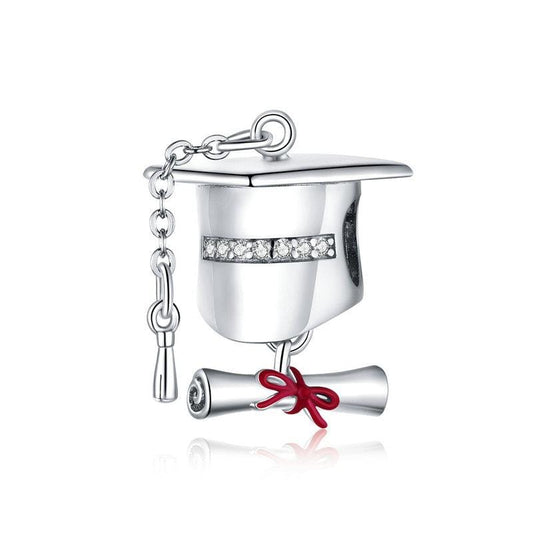 Graduation Hat Red Enamel Bead Charm