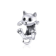 Load image into Gallery viewer, 925 Sterling Silver Hanging Cat Bead Charm
