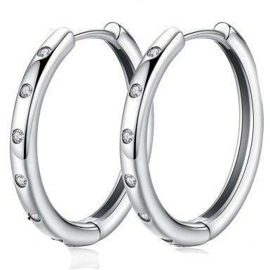 925 Sterling Silver Cz Round Shape Hoop earrings