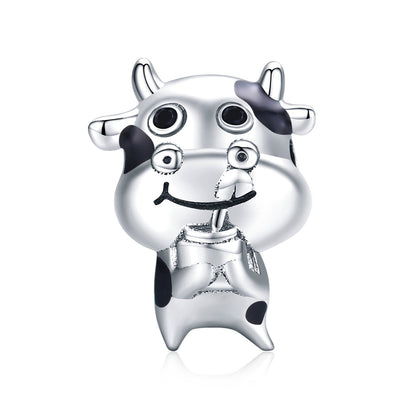 Milkshake Cow Enamel Bead Charm