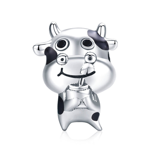 Milkshake Cow Enamel Bead Charm