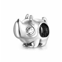 Load image into Gallery viewer, 925 Sterling Silver Funny RHINO Bead Charm