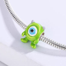 Load image into Gallery viewer, 925 Sterling Silver MIKE Monster Inc Green Enamel Bead Charm