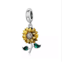 Load image into Gallery viewer, 925 Sterling Silver Gracious Yellow Enamel Sunflower Dangle Charm