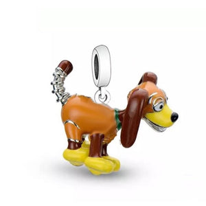 925 Sterling Silver Toy Story Dog SLINKY Enamel Dangle Charm