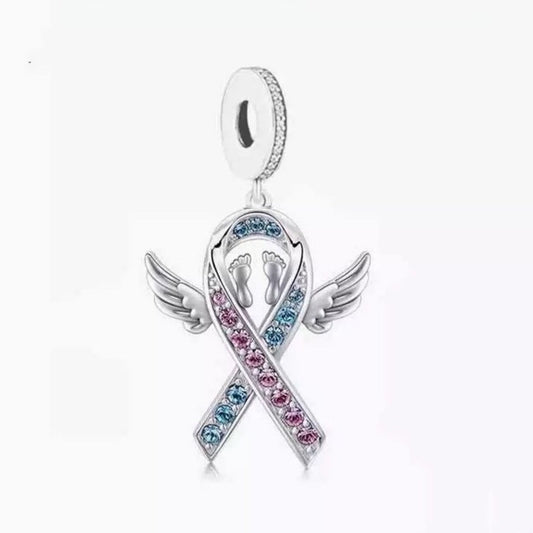 Baby Loss CZ Angel Wings Dangle Charm
