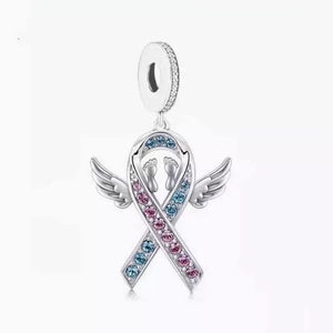 925 Sterling Silver Baby Loss Angel Wings Dangle Charm