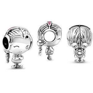 925 Sterling Silver Girl Ponytails Bead Charm