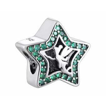 925 Sterling Silver Green CZ Tinkerbell Star Bead Charm