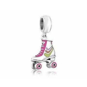 925 Steling Silver Colourful Enamel Roller Skates Dangle Charm