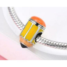 Load image into Gallery viewer, 925 Sterling Silver Yellow Enamel Pencil Bead Charm