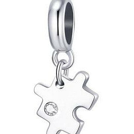 925 Sterling Silver "Tiny Puzzle Piece" Dangle Charm