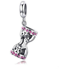Load image into Gallery viewer, 925 Sterling Silver Stylish Pink Hourglass Charm
