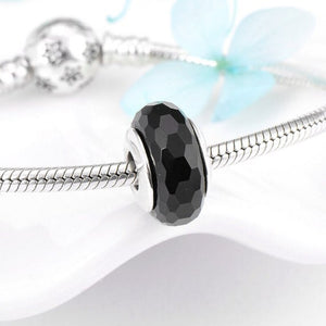 925 Sterling Silver Black Murano Glass Bead Charm