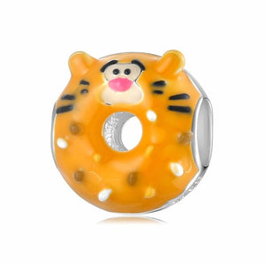 925 Sterling Silver Tigger Enamel Donut Bead Charm
