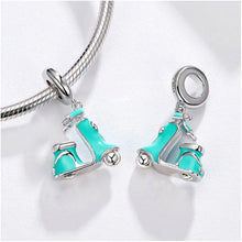 Load image into Gallery viewer, 925 Sterling Silver Teal Scooter Dangle Charm