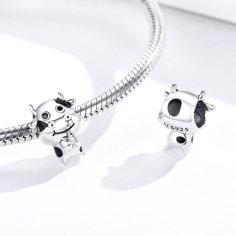 Milkshake Cow Enamel Bead Charm
