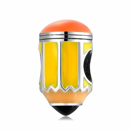 Yellow Enamel Pencil Bead Charm