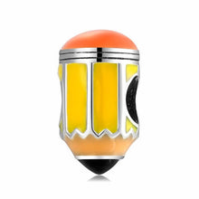 Load image into Gallery viewer, 925 Sterling Silver Yellow Enamel Pencil Bead Charm