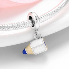 Load image into Gallery viewer, 925 Sterling Silver White Enamel Pencil Dangle Charm