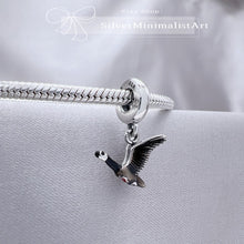 Load image into Gallery viewer, 925 Sterling Silver Canadian Goose and Maple Leaf Black Enamel Dangle Charm