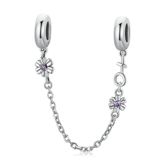 Purple CZ Daisy SILICONE Safety Chain