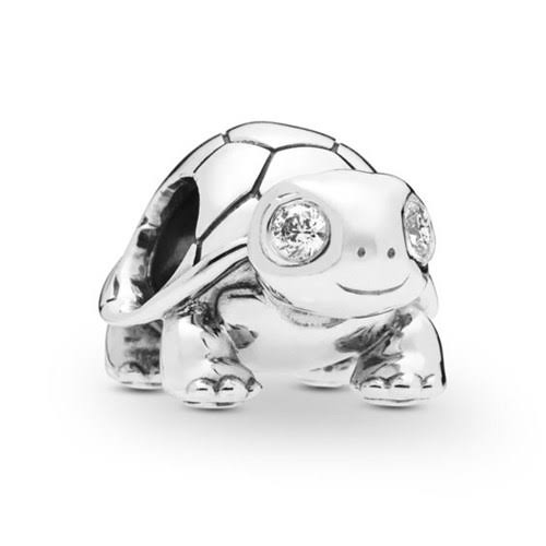 925 Sterling Silver CZ Tortoise Bead Charm