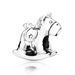 925 Sterling Silver Rocking Horse Bead Charm