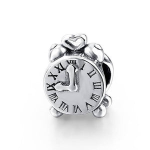 925 Sterling Silver Roman Figures Alarm Clock Bead Charm