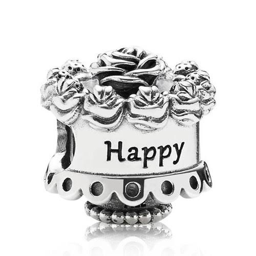 925 Sterling Silver Happy Birthday Cake Bead Charm