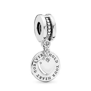 925 Steling Silver I Hold Your Heart Forever Dangle Charm
