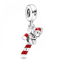 925 Sterling Silver Mickey's Candy Cane Bead Charm