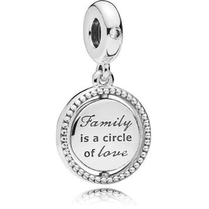 925 Sterling Silver Family is a Circle of Love Family Tree Dangle Charm