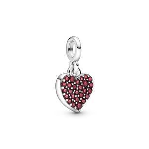 925 Sterling Silver Red CZ Heart Pandora ME Compatible Dangle Charm