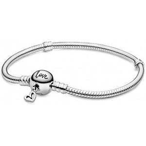 925 Sterling Silver Love Clasp Snake Bracelet