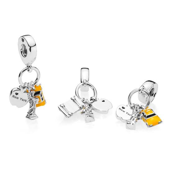 New York, Statue of Liberty and Taxi Yellow Enamel Dangle Charm