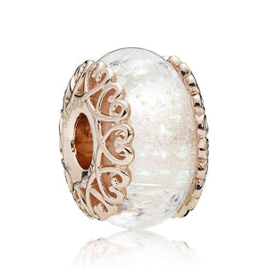 Rose Gold-Color Clear Murano Charm