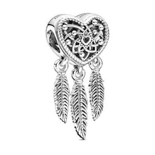 Load image into Gallery viewer, 925 Sterling Silver Openwork Heart Dream Catcher Bead Charm