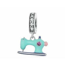 Load image into Gallery viewer, 925 Sterling Silver Enamel Sewing Machine Dangle Charm