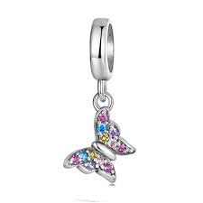 Tiny Colourful CZ Butterfly Dangle Charm
