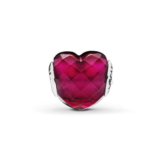 925 Sterling Silver Red Heart Murano Glass Bead Charm