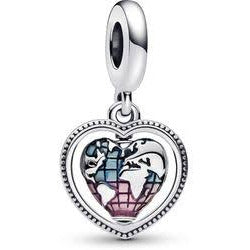 925 Sterling Silver Family And Friends Are My World Heart Globe Dangle Charm