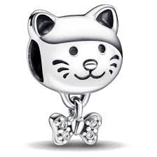 925 Sterling Silver Cute Cat Face Bead Charm