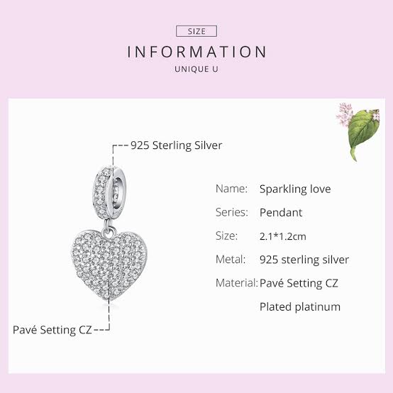 Heart CZ Dangle Charm
