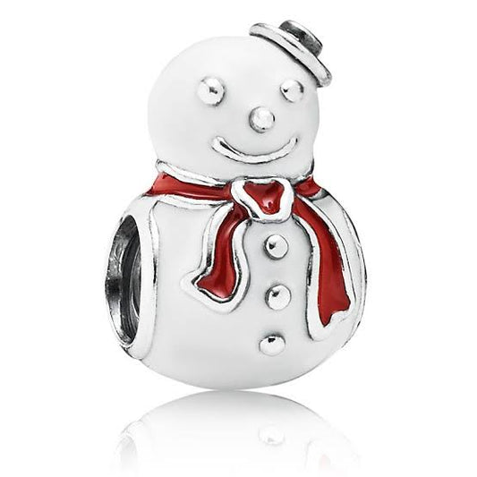 Festive White Snowman Bead Charm