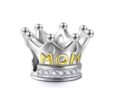 925 Sterling Silver and Mom Crown Bead Charm