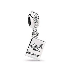 Load image into Gallery viewer, 925 Sterling Silver Passport Airplane Dangle Charm