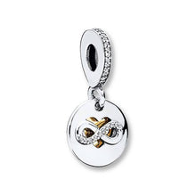 Load image into Gallery viewer, 925 Sterling Silver Two Tone Infinity and Heart Dangle Charm
