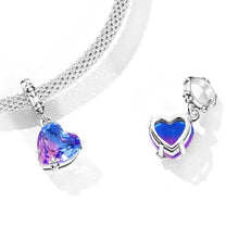 Load image into Gallery viewer, 925 Sterling Silver Purple CZ Heart Dangle Charm